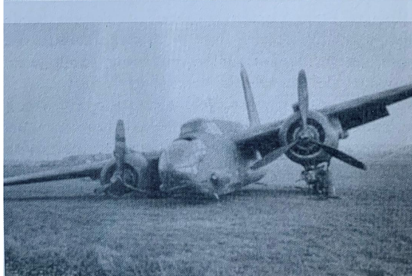 Photo of the plane having crash landed near the runway